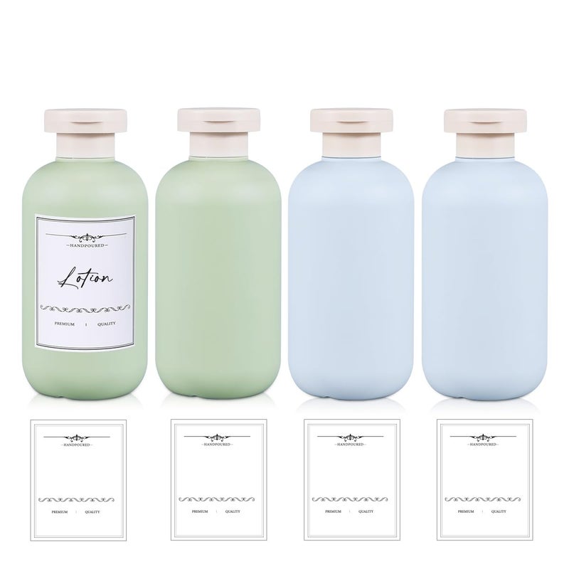 UMETASS 10 oz Plastic Travel Shampoo Bottles, Refillable Flip Cap Squeeze Bottles for Toiletries, Large Leakage-proof Travel Shampoo and Conditioner Bottles (Blue and Green) - Image 1
